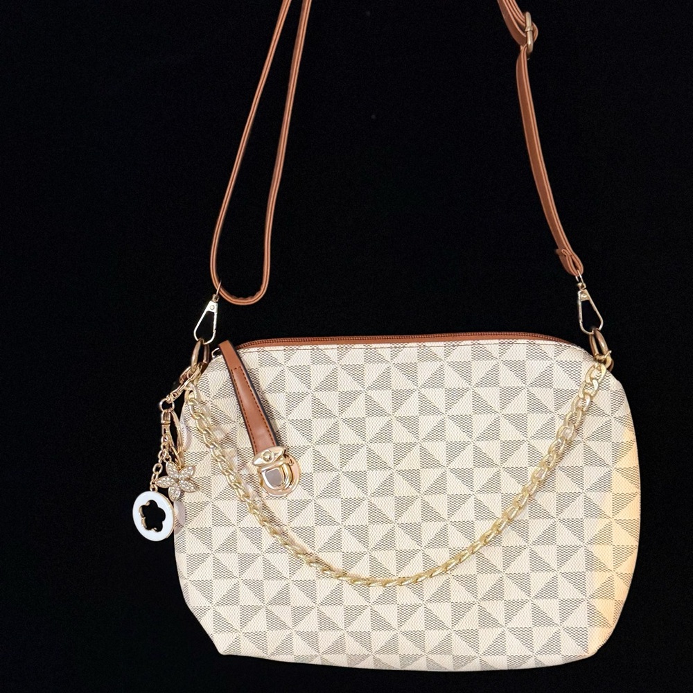 Elegant Cream and Brown Women's Bag